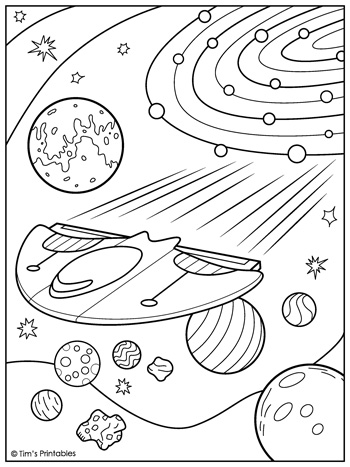 Spaceship coloring page â tims printables