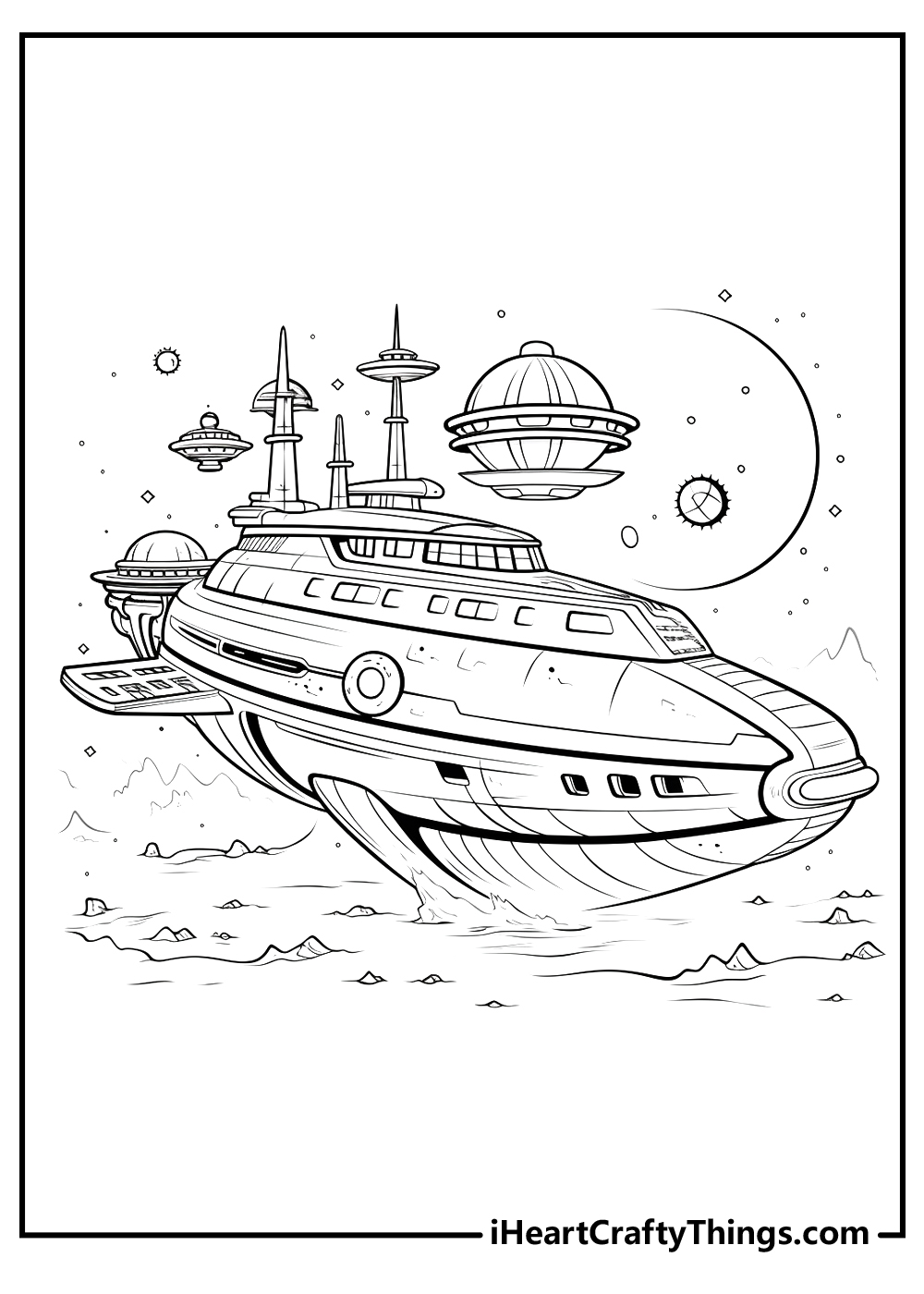 Spaceship coloring pages free printables