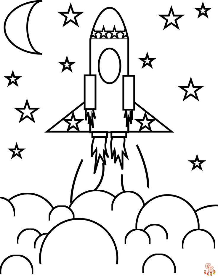 Spaceship coloring pages blast off with