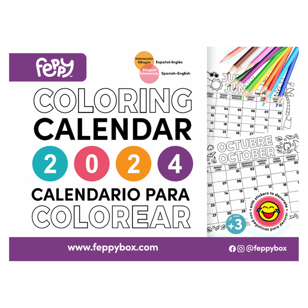 Bilingual coloring calendar for kids year