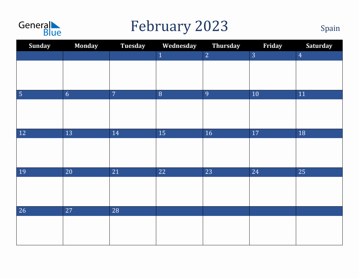 February spain holiday calendar