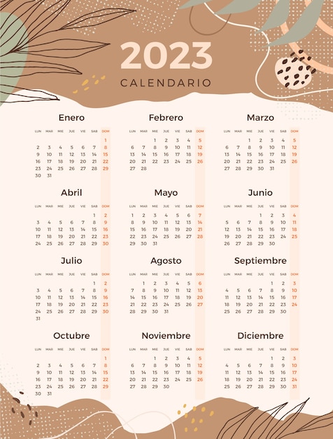 Free vector hand drawn calendar template in spanish