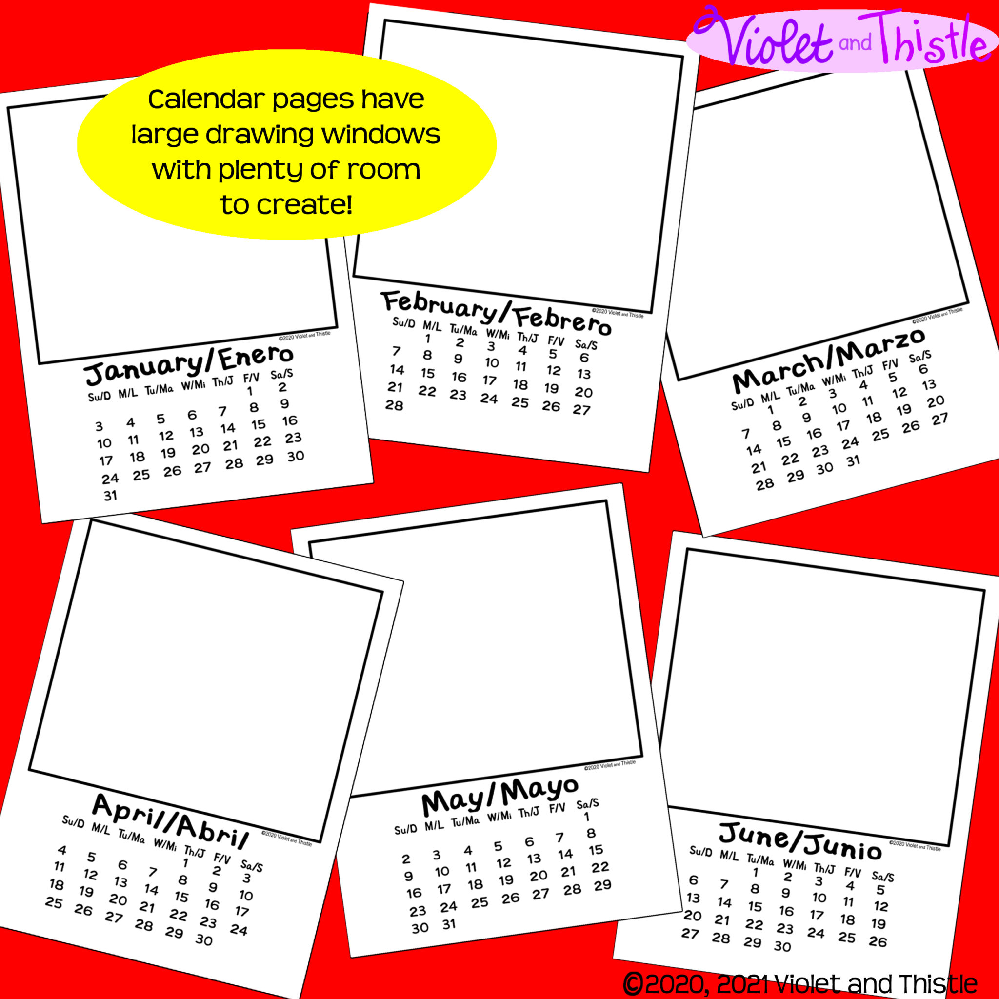 Bilingual spanish english calendar calendario espanol parent christmas gift monthly sec made by teachers