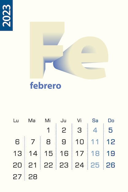 Premium vector minimalist calendar template for february vector calendar in spanish language