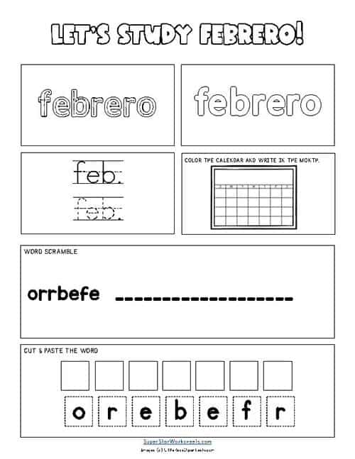 Spanish months of the year worksheets