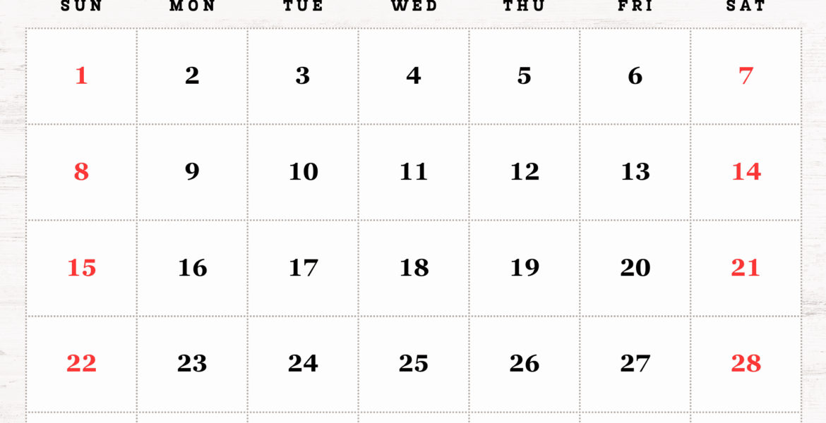 December calendar printable pdf blank free templates