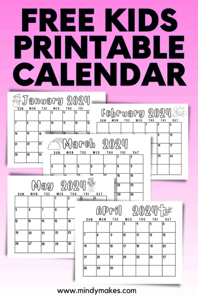 Free printable calendar for kids