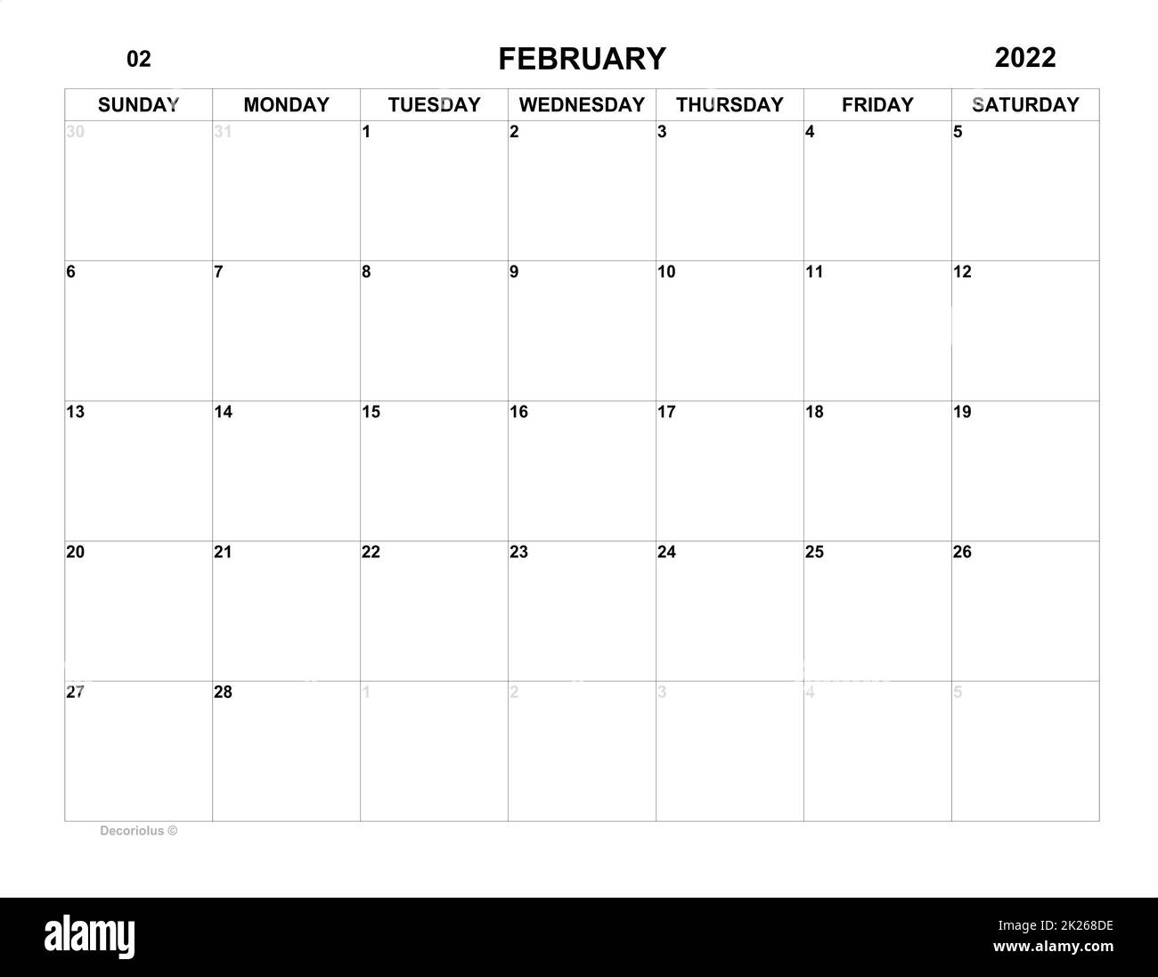 February calendar black and white stock photos images