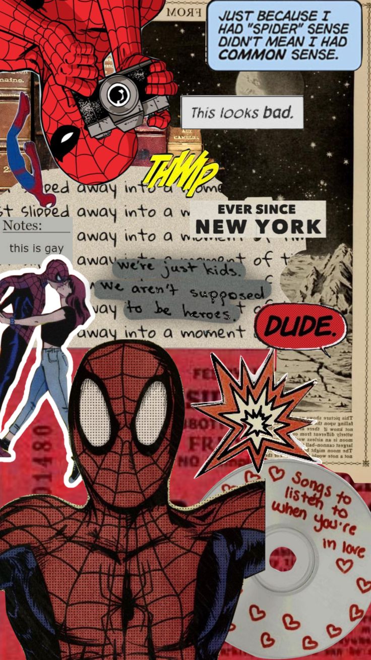 Spiderman collage aesthetic vintage ics peterparker moodboard marvel spiderman art spiderman art spiderman pictures