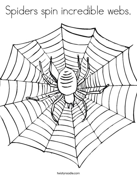 Spiders spin incredible webs coloring page