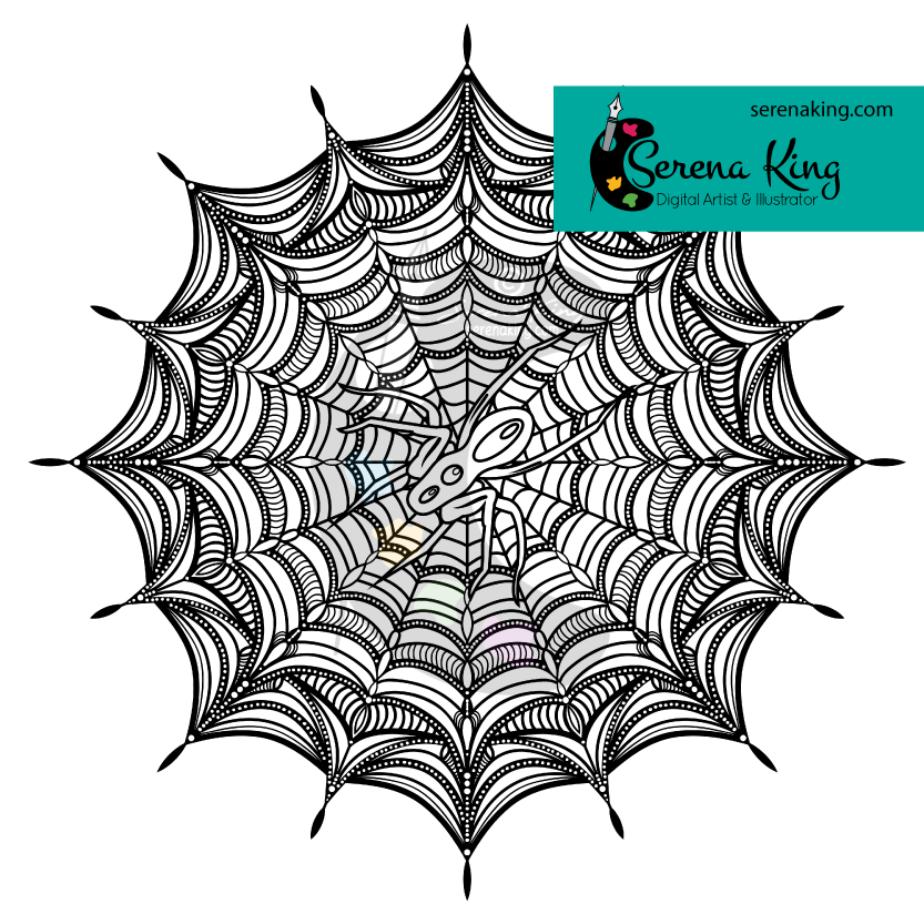 Spider web mandala coloring page â serena king