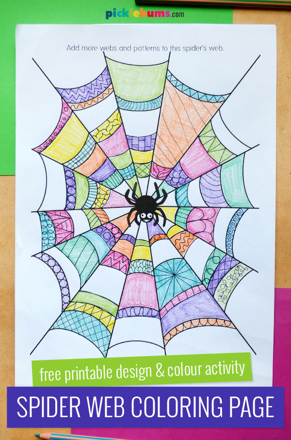 Spider web colouring page