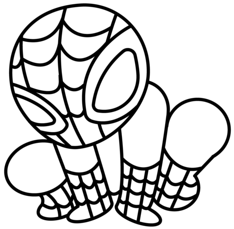 Chibi spiderman coloring page free printable coloring pages