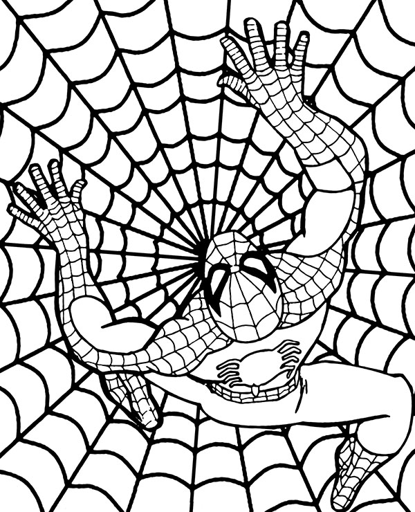 Spiderman web coloring sheet for boys