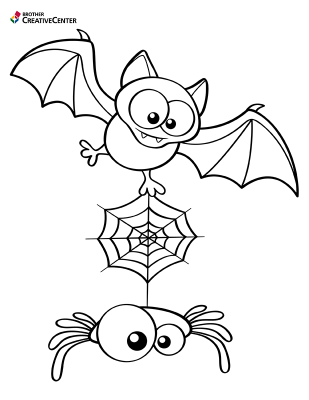Free printable halloween bat and spider coloring creative center