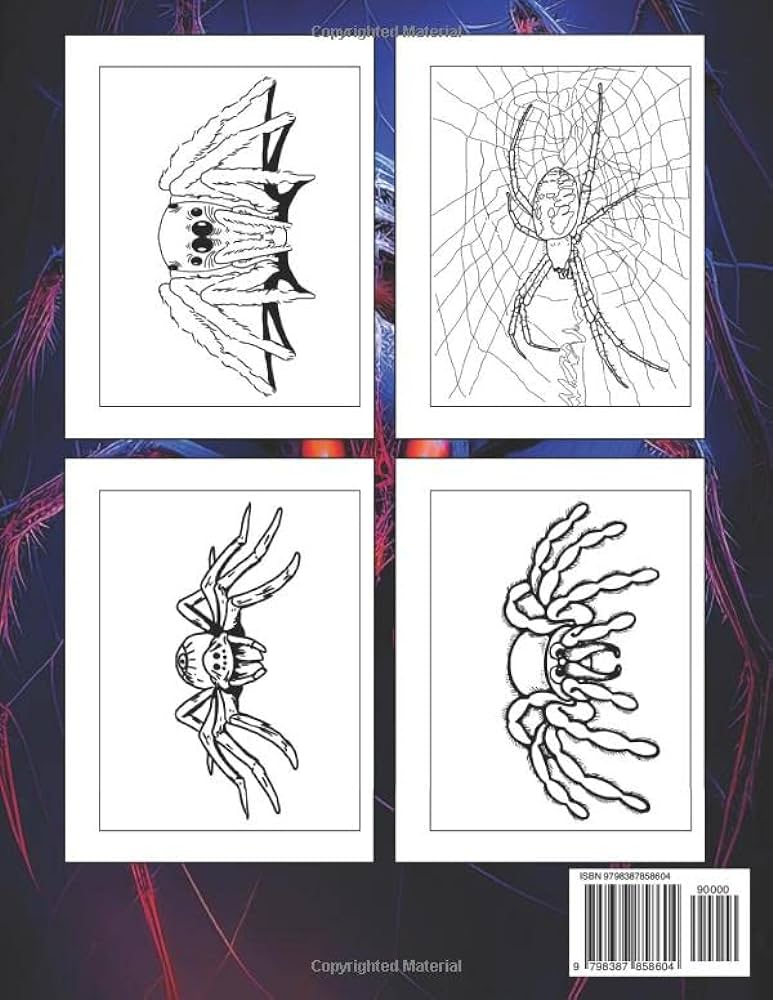 Creepy crawly spider coloring book easy drawing realistic spider and bugs in color book illustrations pages for teens friends or lovers birthday to creativity anxiety relief rangel jasper books