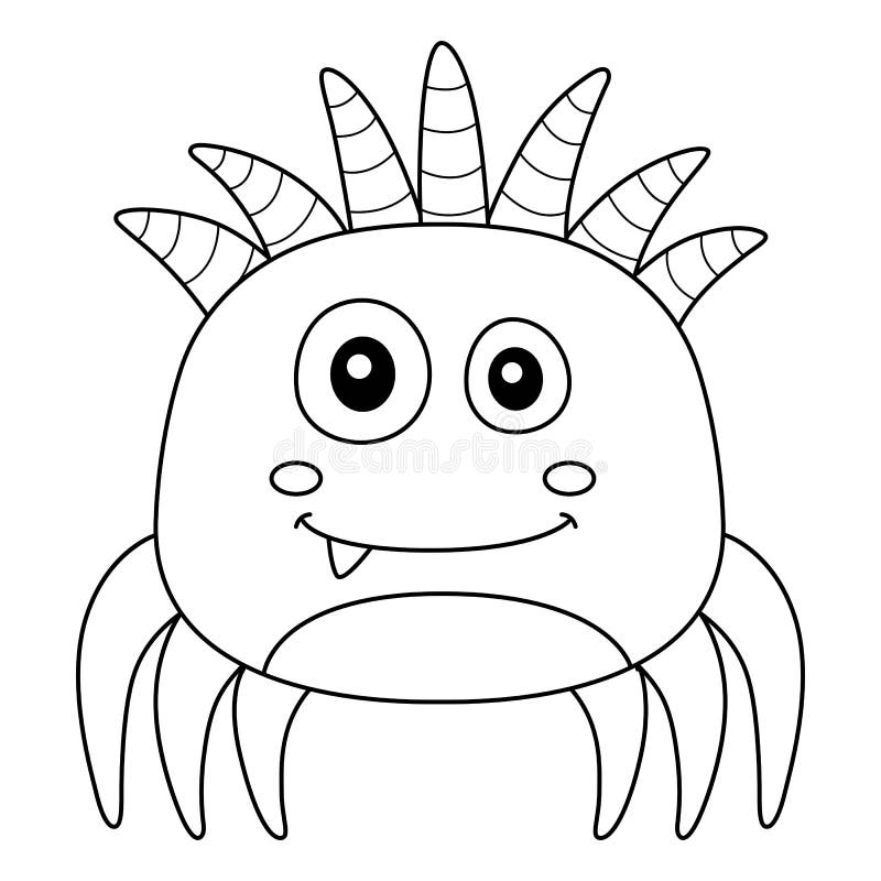 Monster spider coloring page for kids stock vector