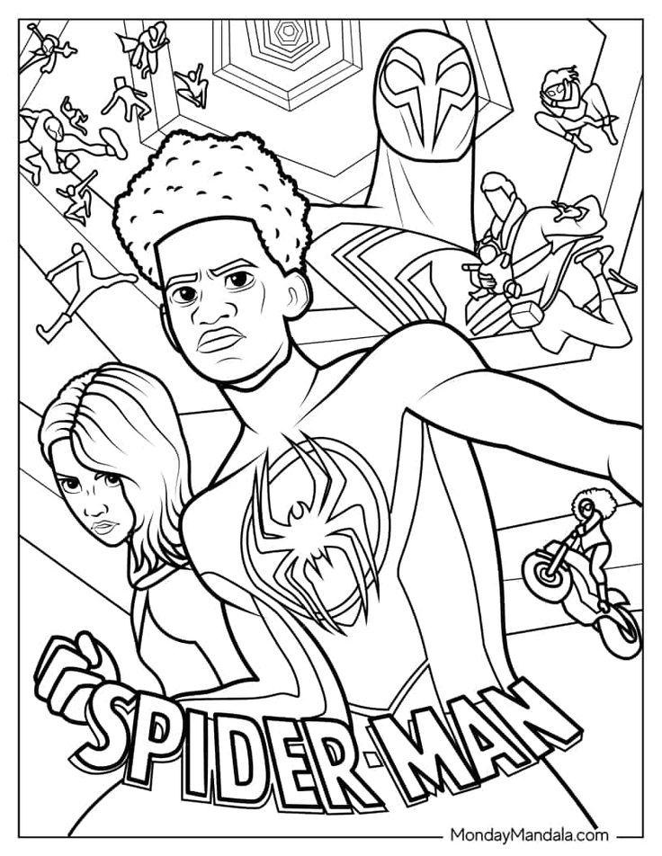 Miles morales coloring pages free pdf printables coloring pages spiderman coloring monster coloring pages