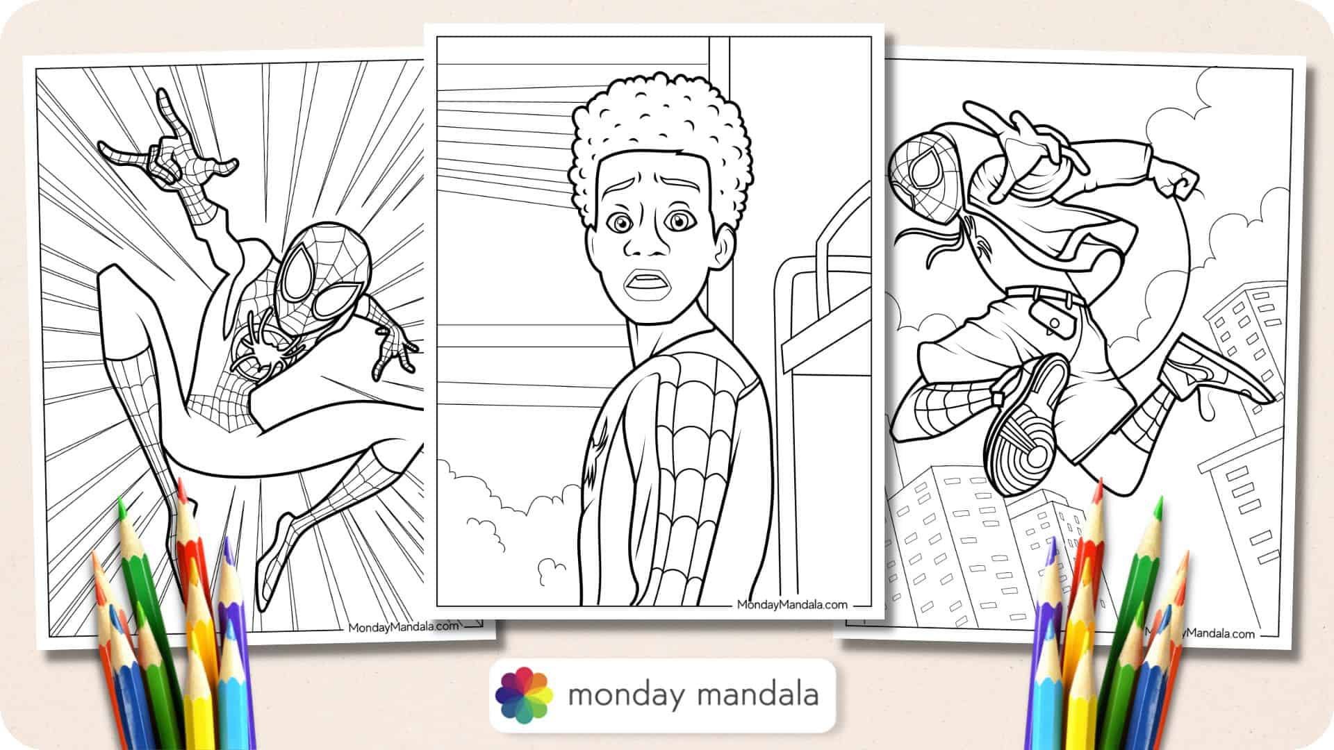I illustrated miles morales coloring pages that are free to print download please be gentle rspiderman