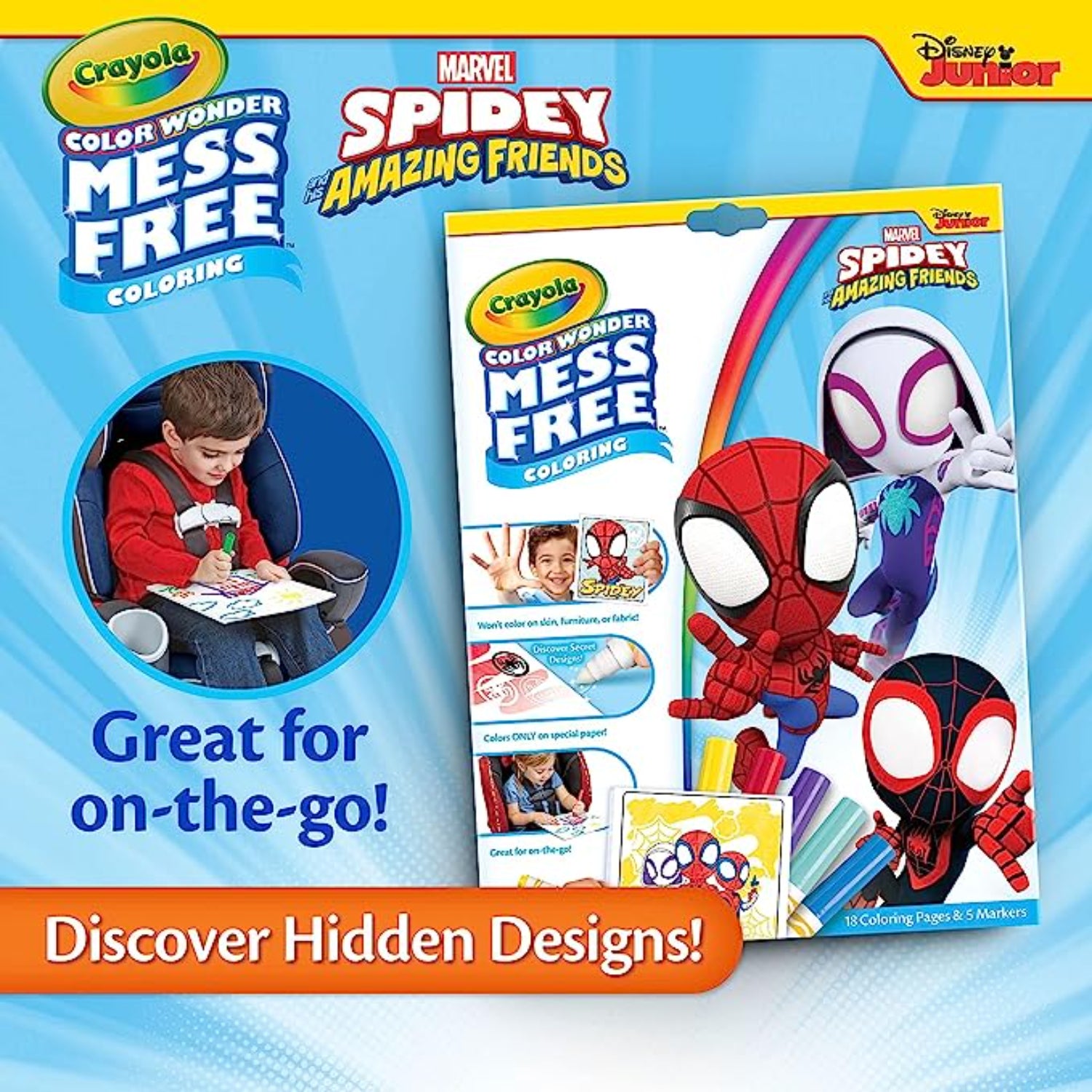 Crayola color wonder spiderman coloring pages mess free markers â sd kids