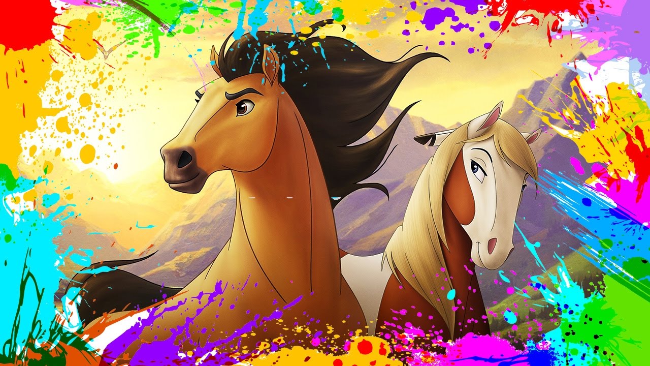 Painting spirit stallion of the cimarron coloring book pages for kids paint and color spirit