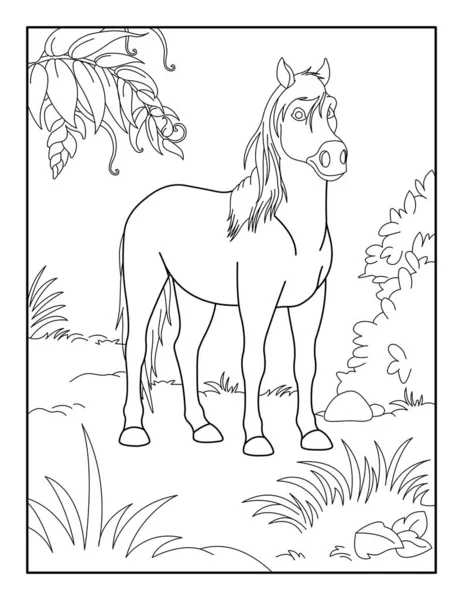 Horse coloring page kids coloring book relax meditation stock vector by nipunkundu