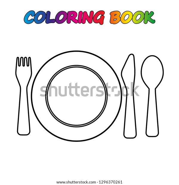 Coloring book fork spoon knife coloring stock vector royalty free