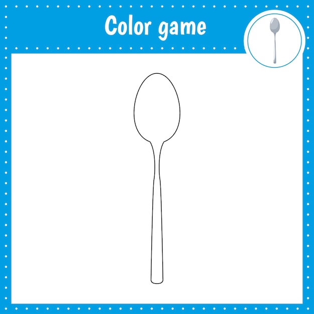 Premium vector coloring page of a spoon for kids activity vector black and white illustration