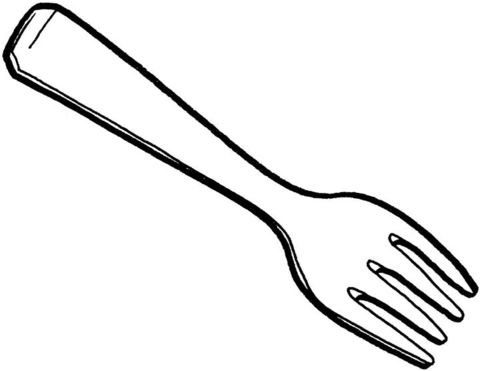 Fork coloring page from kitchen