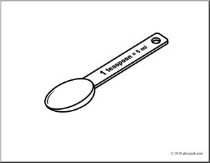 Clip art measuring spoons teaspoon coloring page i