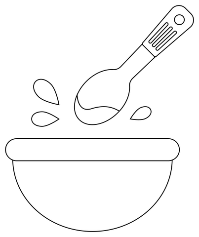 Mixing bowl and spoon coloring page free printable coloring pages
