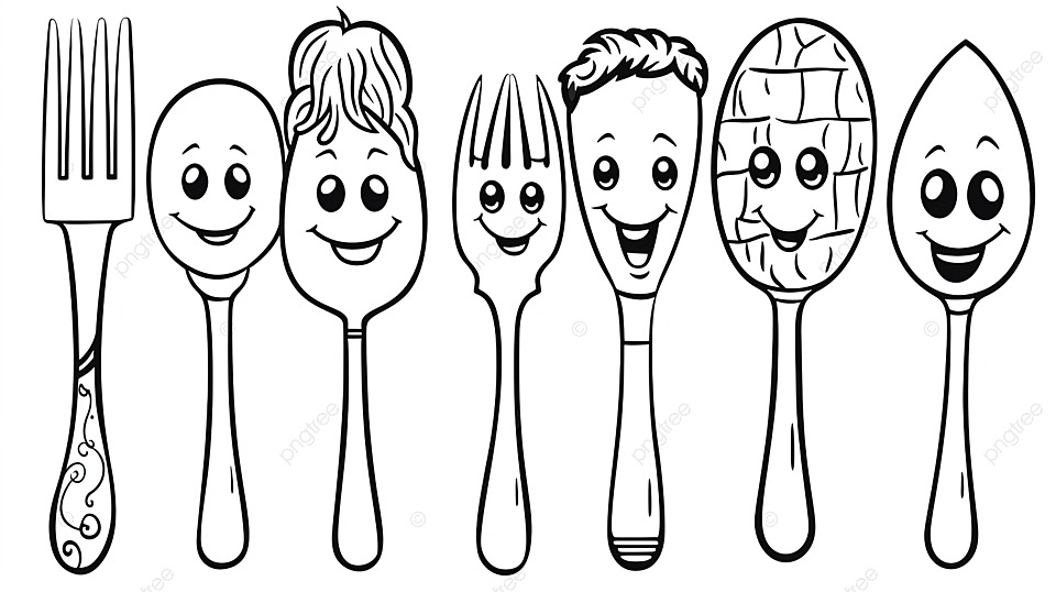Funny christmas fork and spoon cartoon coloring pages background cartoon art cute drawing cartoon doodle background image and wallpaper for free download