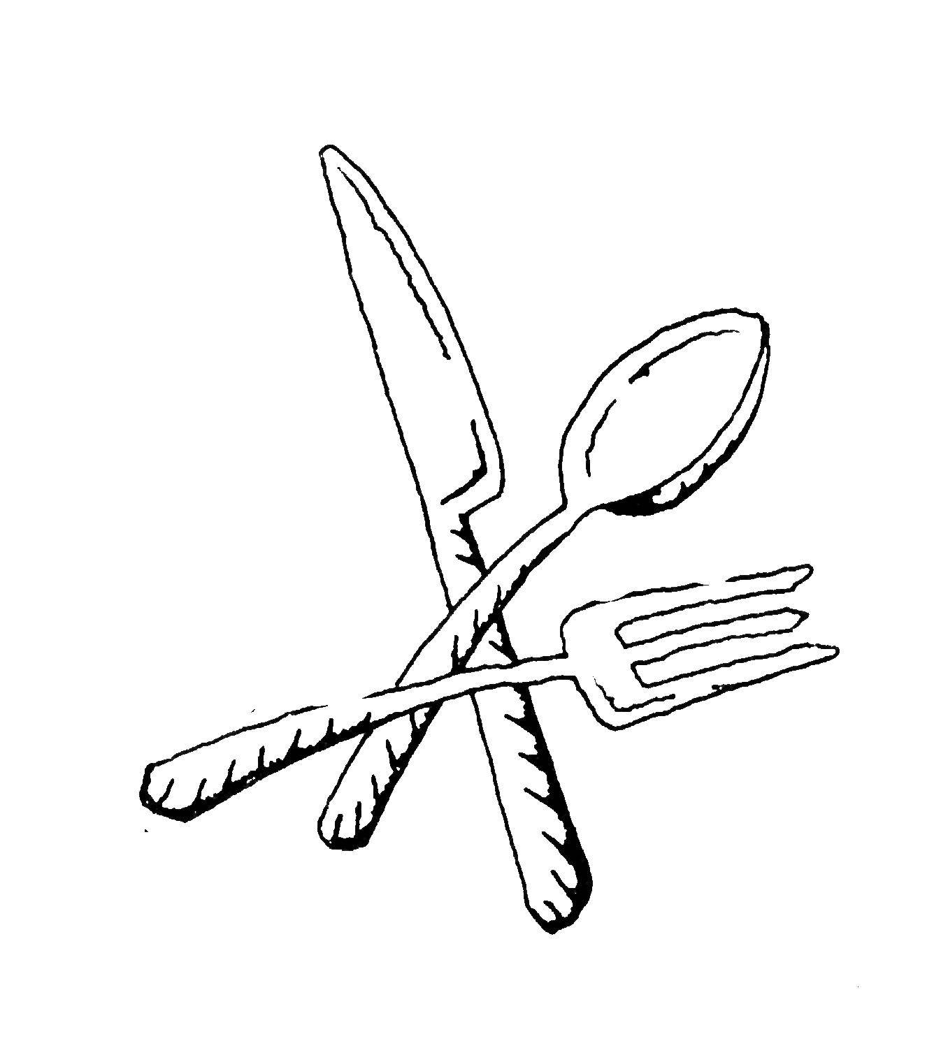 Online coloring pages coloring page cutlery spoon download print coloring page