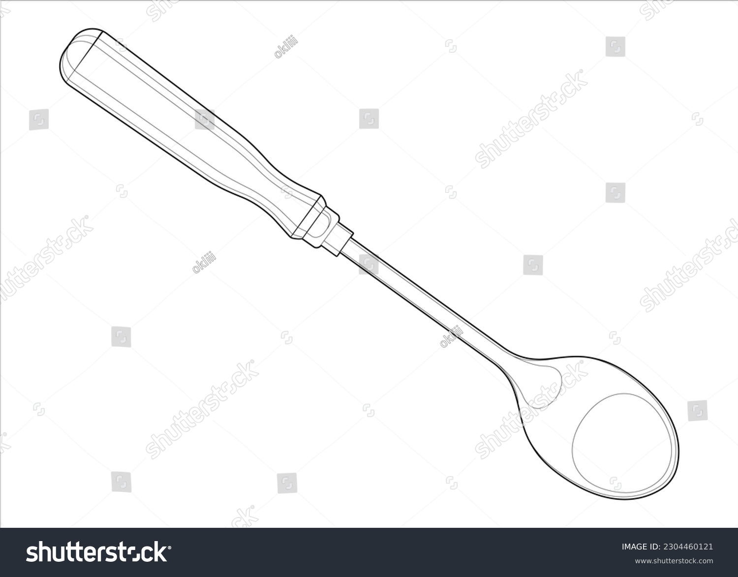 Coloring page culinary spoon isolated on stock vector royalty free