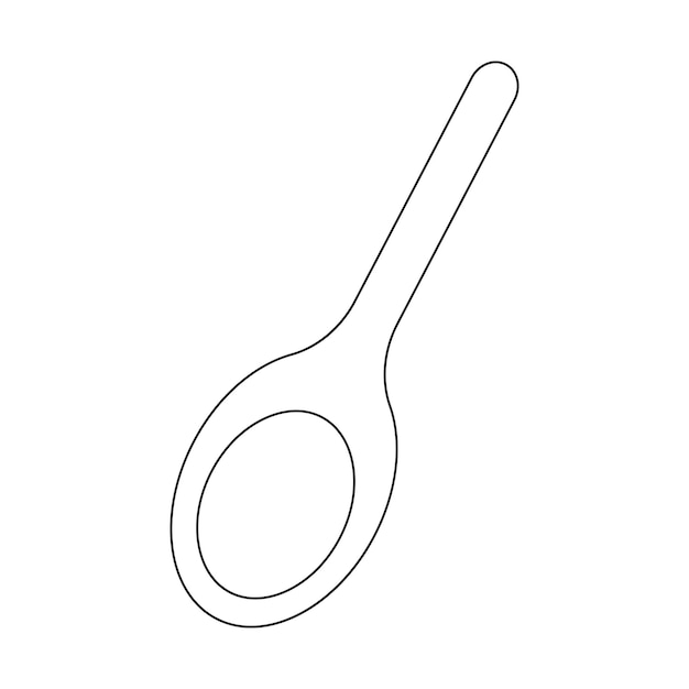 Premium vector black and white doodle illustration of a spoon with transparent background