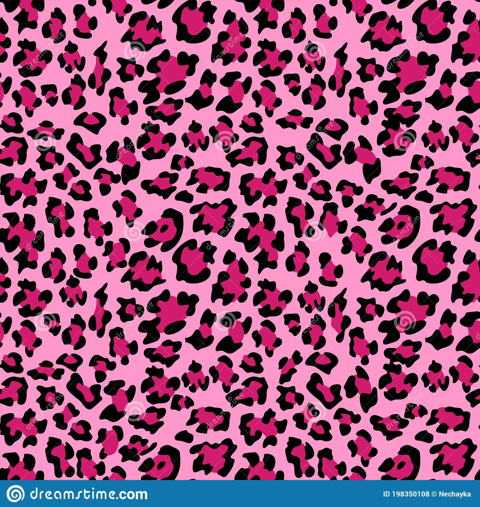 Pink leopard print background animal seamless pattern with hand drawn leopard spots pink wallpaper stock vector