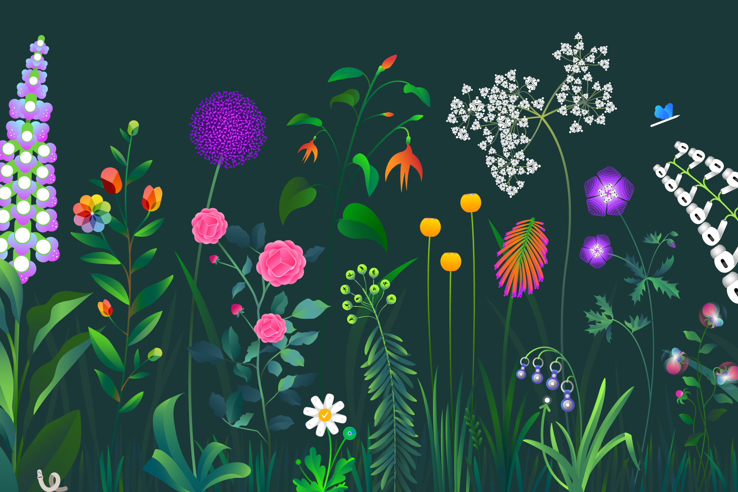 Try to spot siri an iphone and an apple pencil in apples flowery new wallpaper