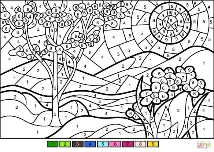 Color by number spring season spring coloring pages coloring pages for boys coloring pages