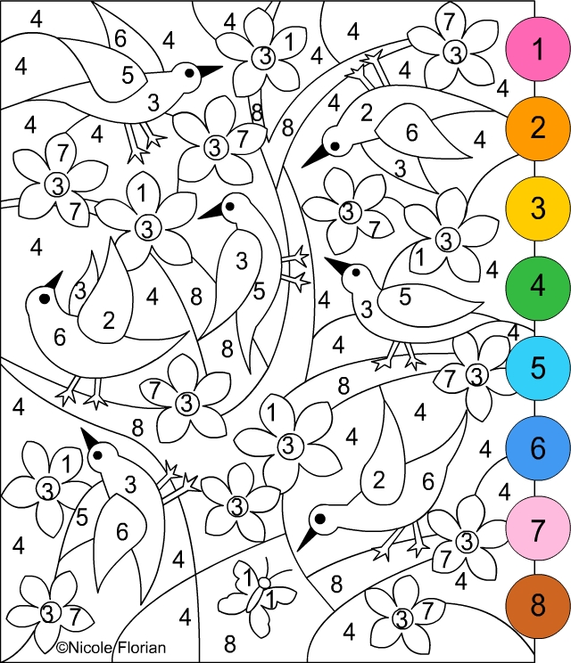 Nicoles free coloring pages color by number spring coloring page