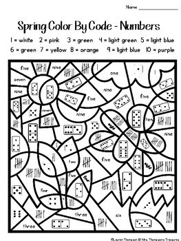 Spring coloring pages color by code first grade by mrs thompsons treasures