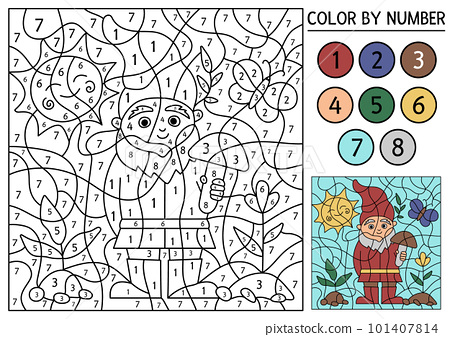 Vector spring color by number activity with