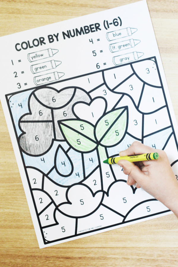 Free printable spring color by code math