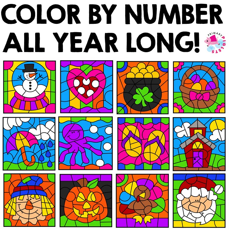 Color by number color by code coloring pages winter color by number spring color by number made by teachers