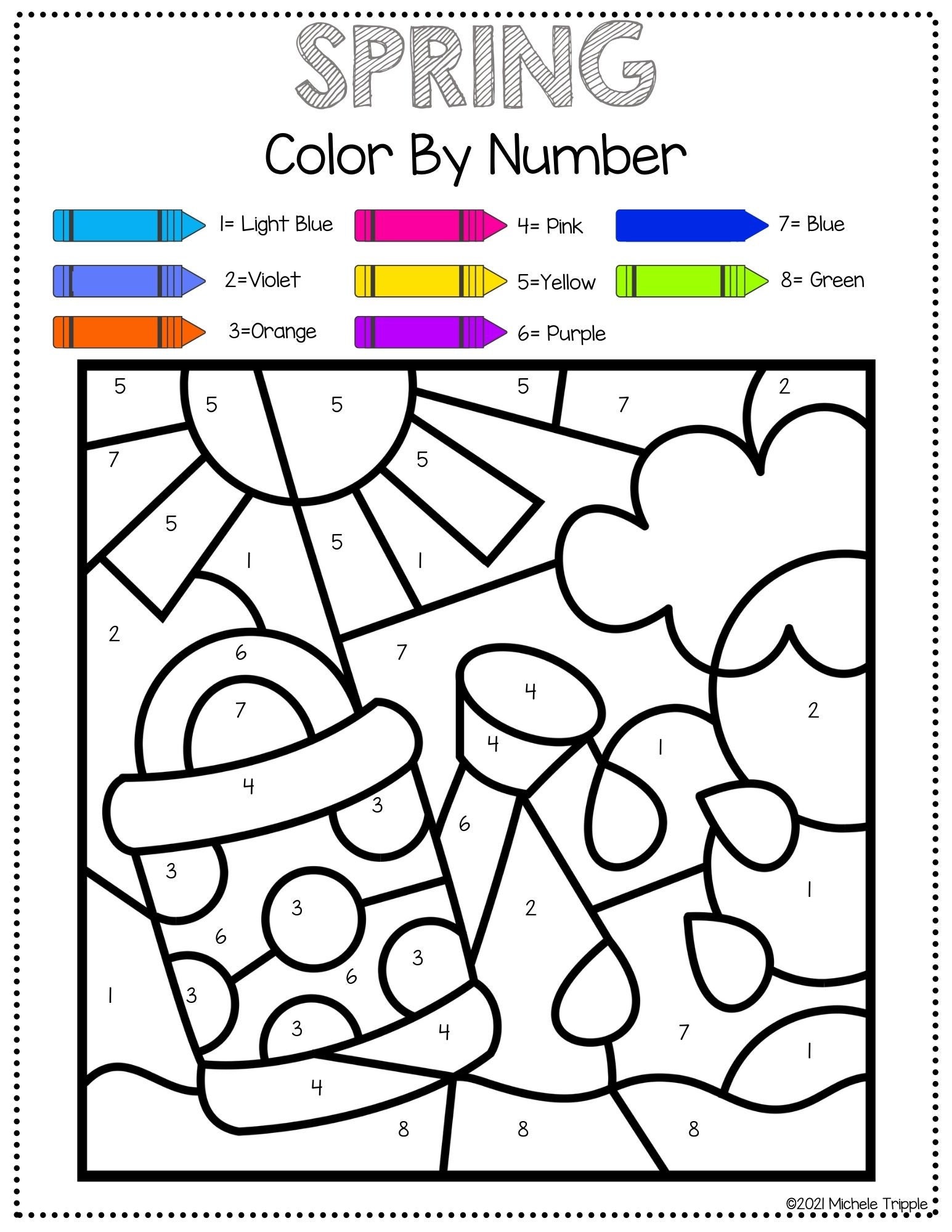 Spring color by number color by number activity for kids coloring guide for kids fun activity instant download