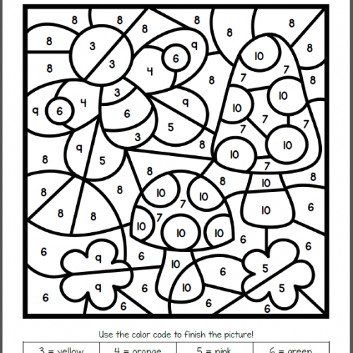 Spring color by number worksheets math coloring kindergarten colors spring coloring pages