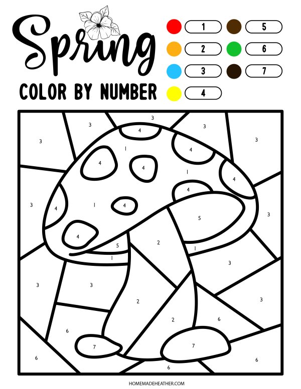 Spring color by number printables homemade heather