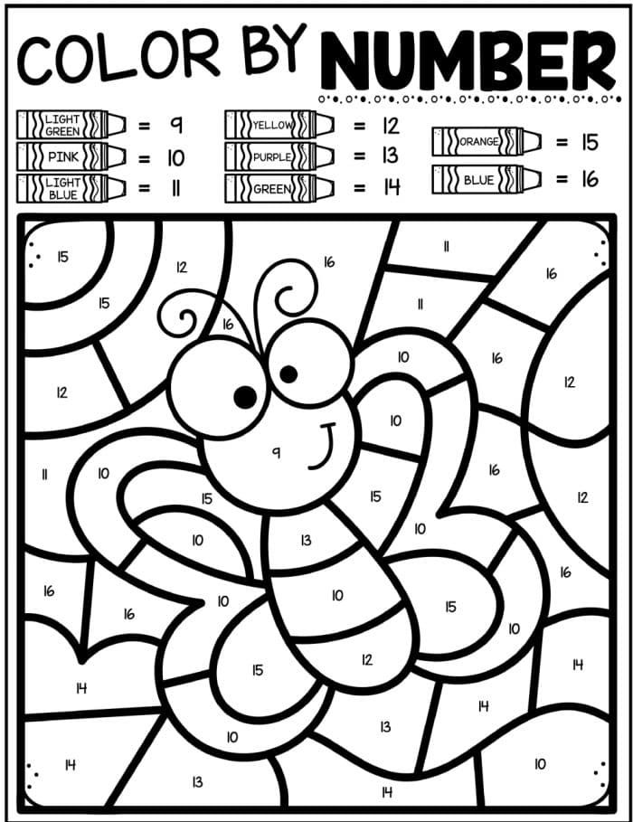 Free spring color by number easy printables