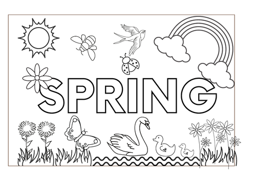 Preschool printable one page spring coloring worksheet teaching resources