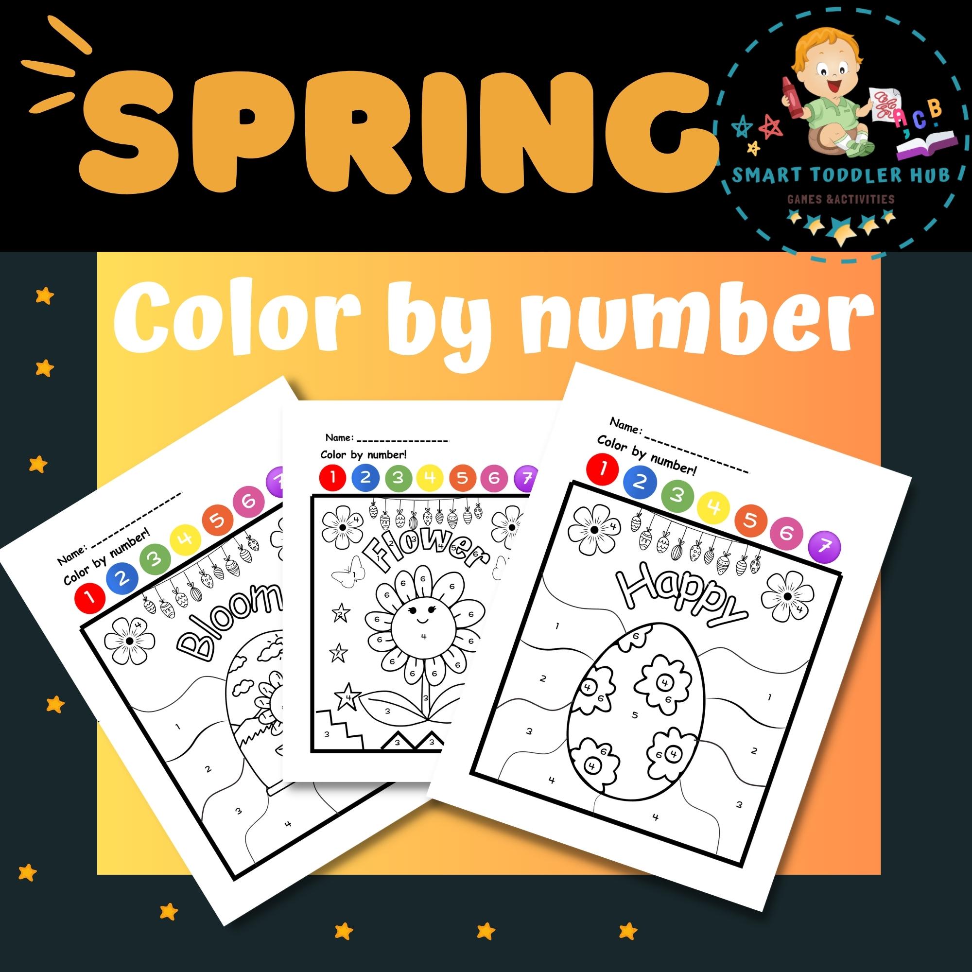 Spring color by numbers coloring pages made by teachers
