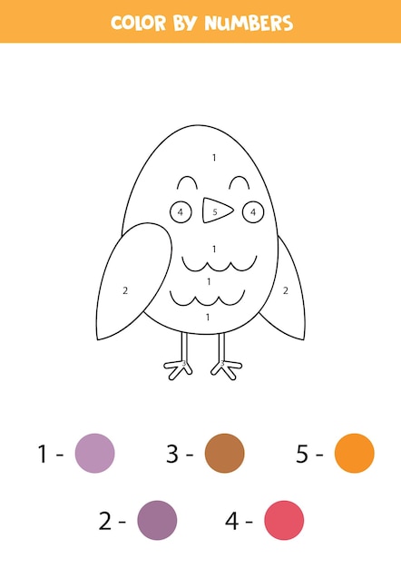 Premium vector coloring page with cute spring bird color by numbers math game for kids